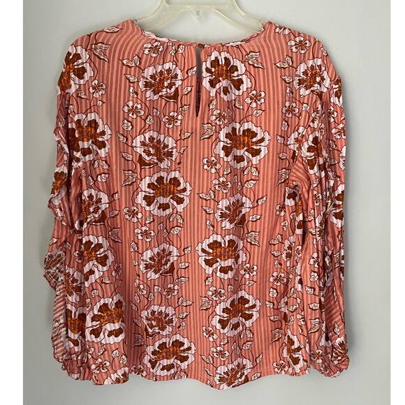 J. Crew Ruffle Sleeve Top Floral Office Casual Boho Colorful Career Size Small - Picture 3 of 13